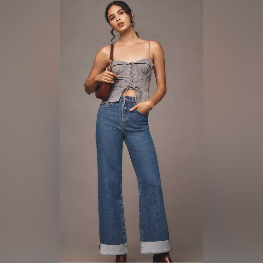 Pilcro “Austyn” High Rise Wide Leg Cuff Jeans